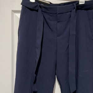 BANANA REPUBLIC WOMEN'S LOGAN FIT MID RISE BELTED NAVY BLUE TROUSERS SIZE 10 NWT